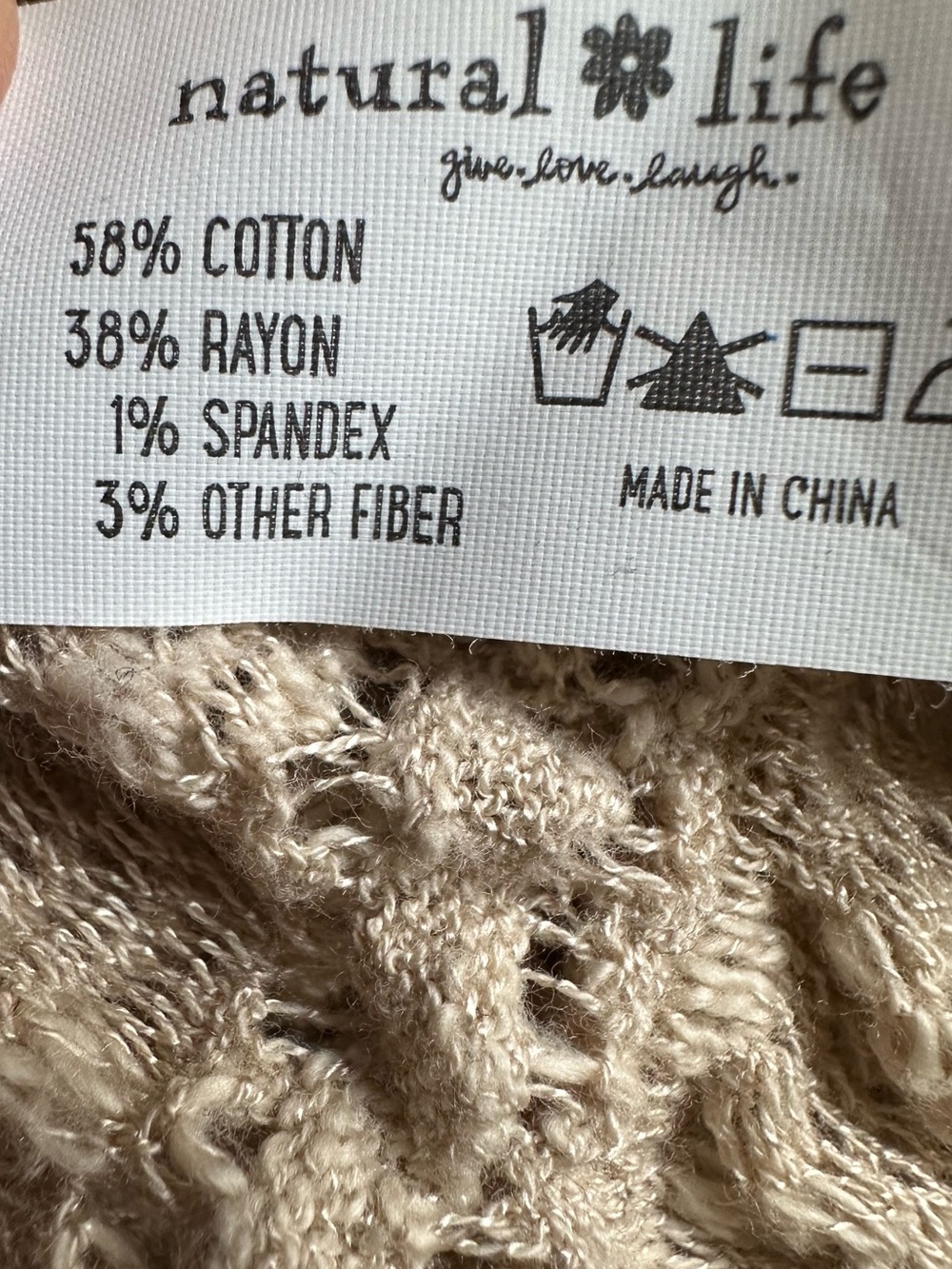 Natural Life Emily Textured Open Knit Sweater Size S Beige Cropped Boho - Picture 11 of 11